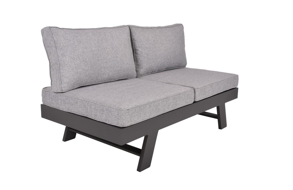 Loungegarnitur Donna - Schwarz/Grau, Basics, Kunststoff/Textil - Gardenson