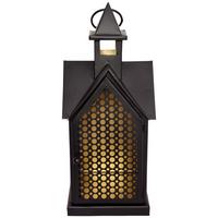 Laterne Larissa - Goldfarben/Schwarz, KONVENTIONELL, Metall (15/15/33cm) - Luca Bessoni