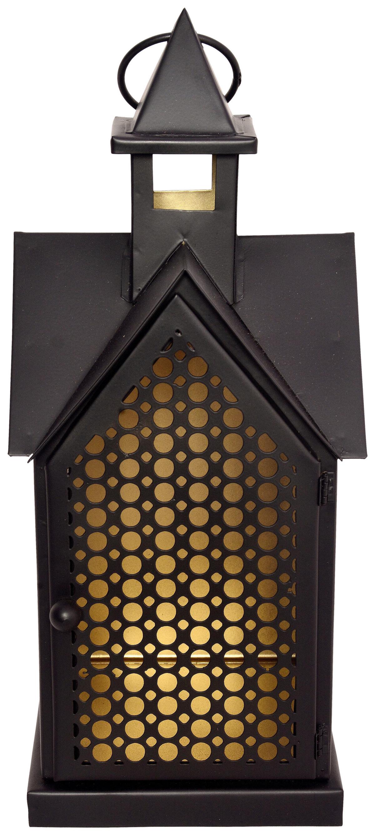 Laterne Larissa - Goldfarben/Schwarz, KONVENTIONELL, Metall (15/15/33cm) - Luca Bessoni