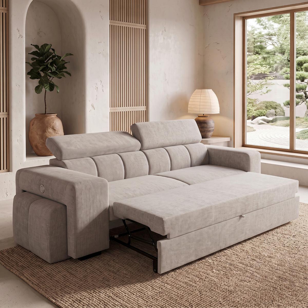 3-SitzerSofa m. Schlaffunktion Sirius S grau, B: 251cm - Schwarz/Grau, KONVENTIONELL, Holz/Holzwerkstoff (251/96/100cm)