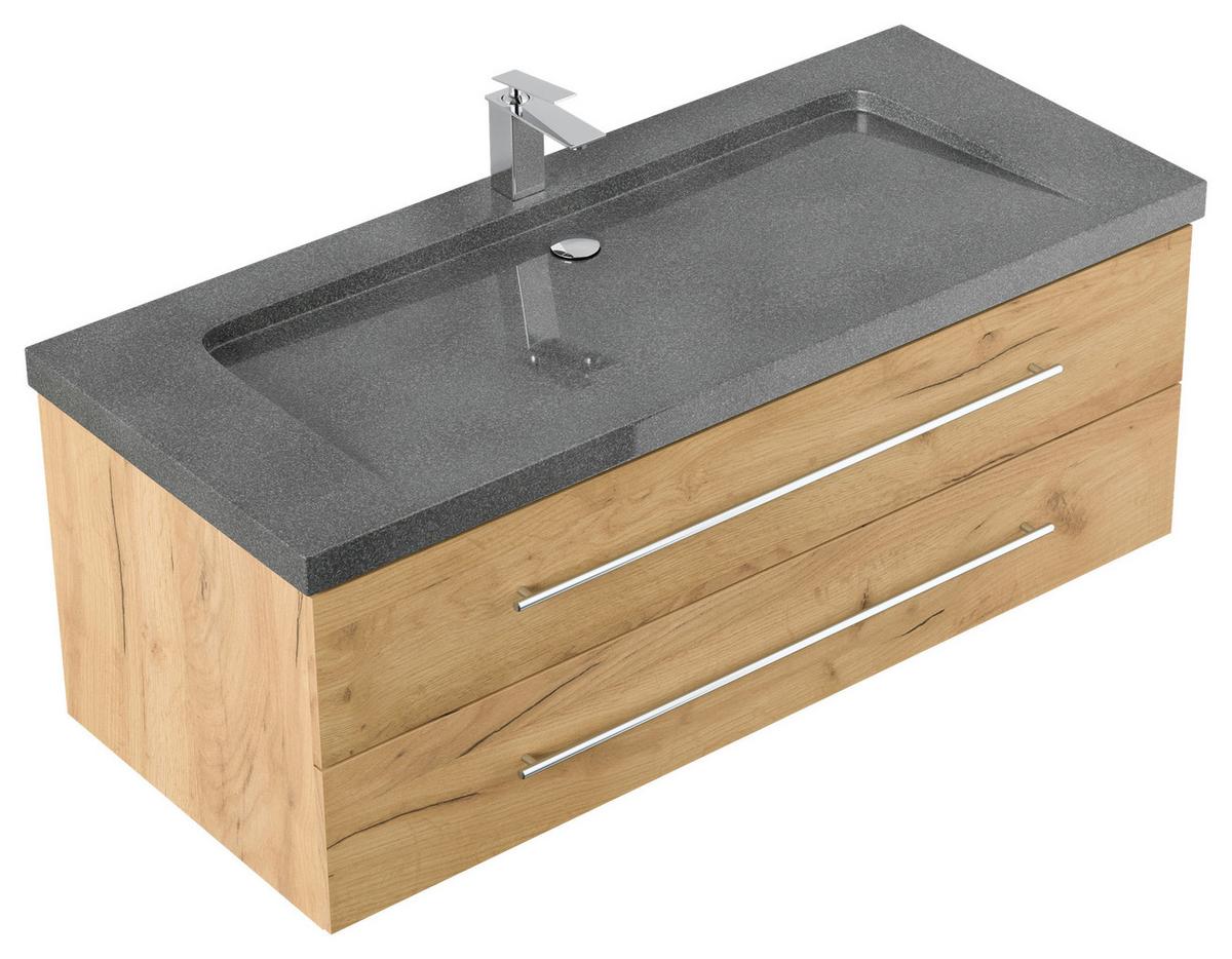 WASCHTISCHKOMBI Yamo, Eichefarben B: 100cm - Eichefarben, Basics, Holzwerkstoff/Stein (130cm) - MID.YOU