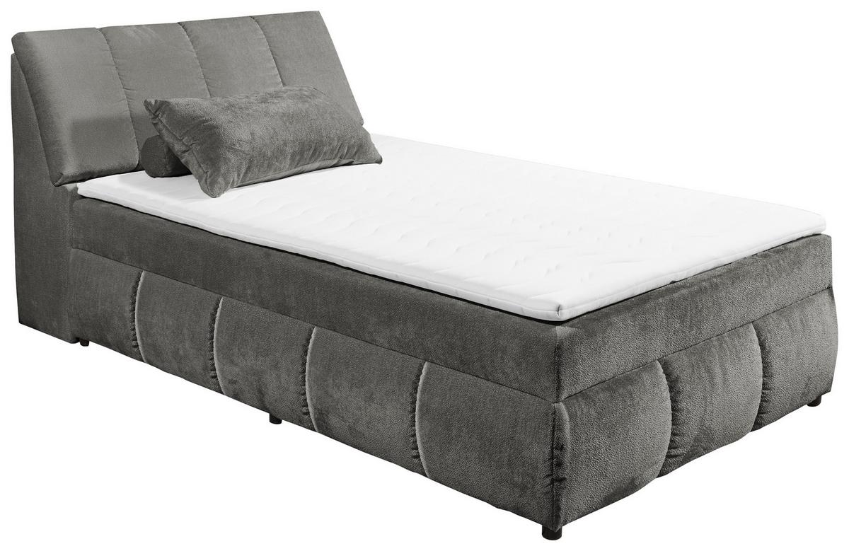Boxbett Mit Topper+bettkasten 120x200cm Valencia - Schwarz/Graphitfarben, MODERN, Holzwerkstoff/Textil (120/200cm) - MID.YOU