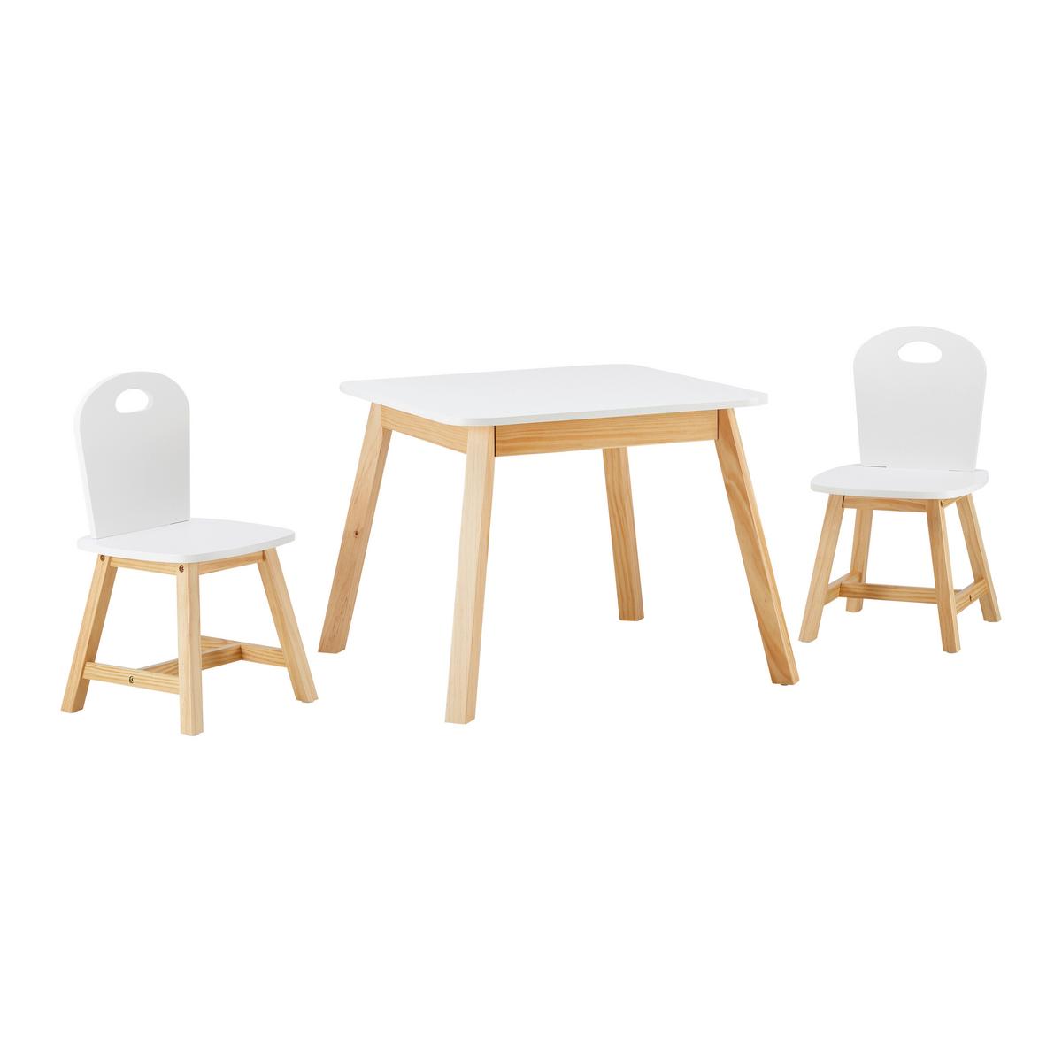 Dětská sedací souprava PINO bílá - bílá/barvy borovice, Moderní, dřevo (55/45/55cm) - Bessagi Kids