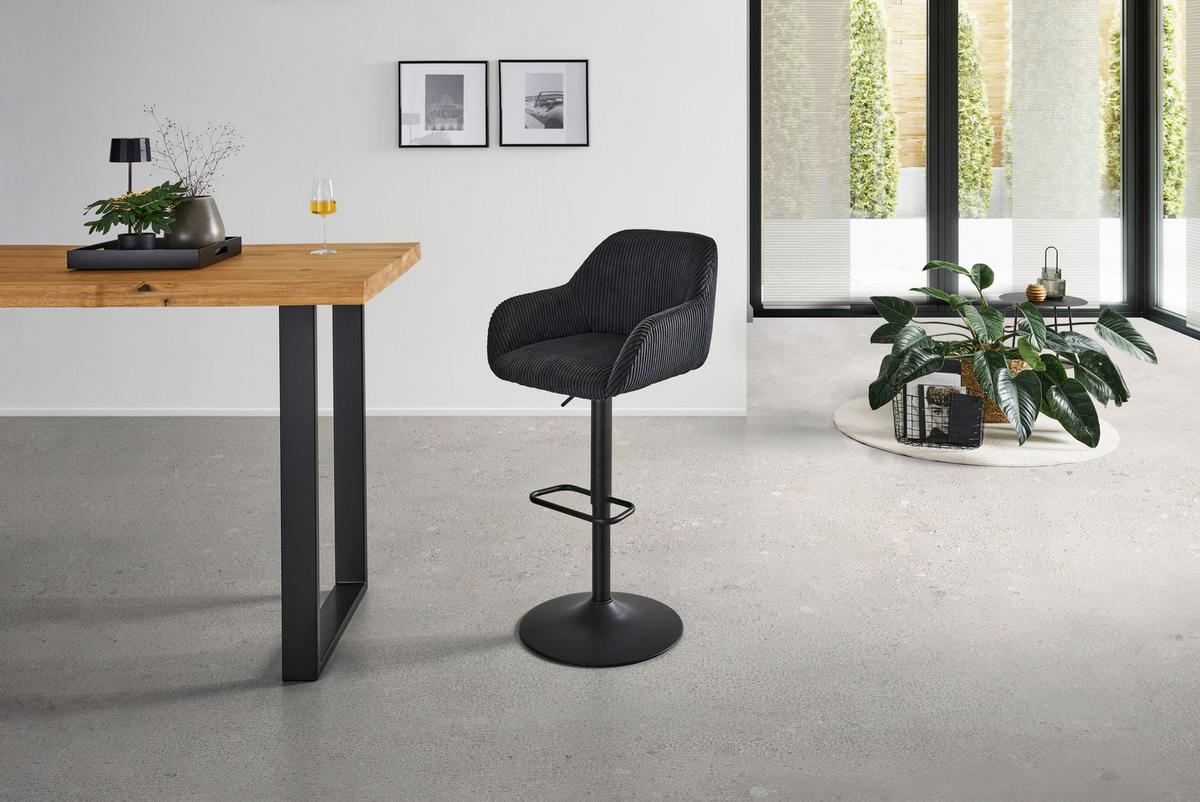 Barhocker-Set Kiana - Schwarz, LIFESTYLE, Textil/Metall (44/95-117/55cm) - Livetastic