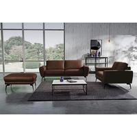 2-Sitzer-Sofa Spring D. Braun Schwarz B: 177 cm - Dunkelbraun/Schwarz, Design, Leder (177/85/92cm) - Livetastic