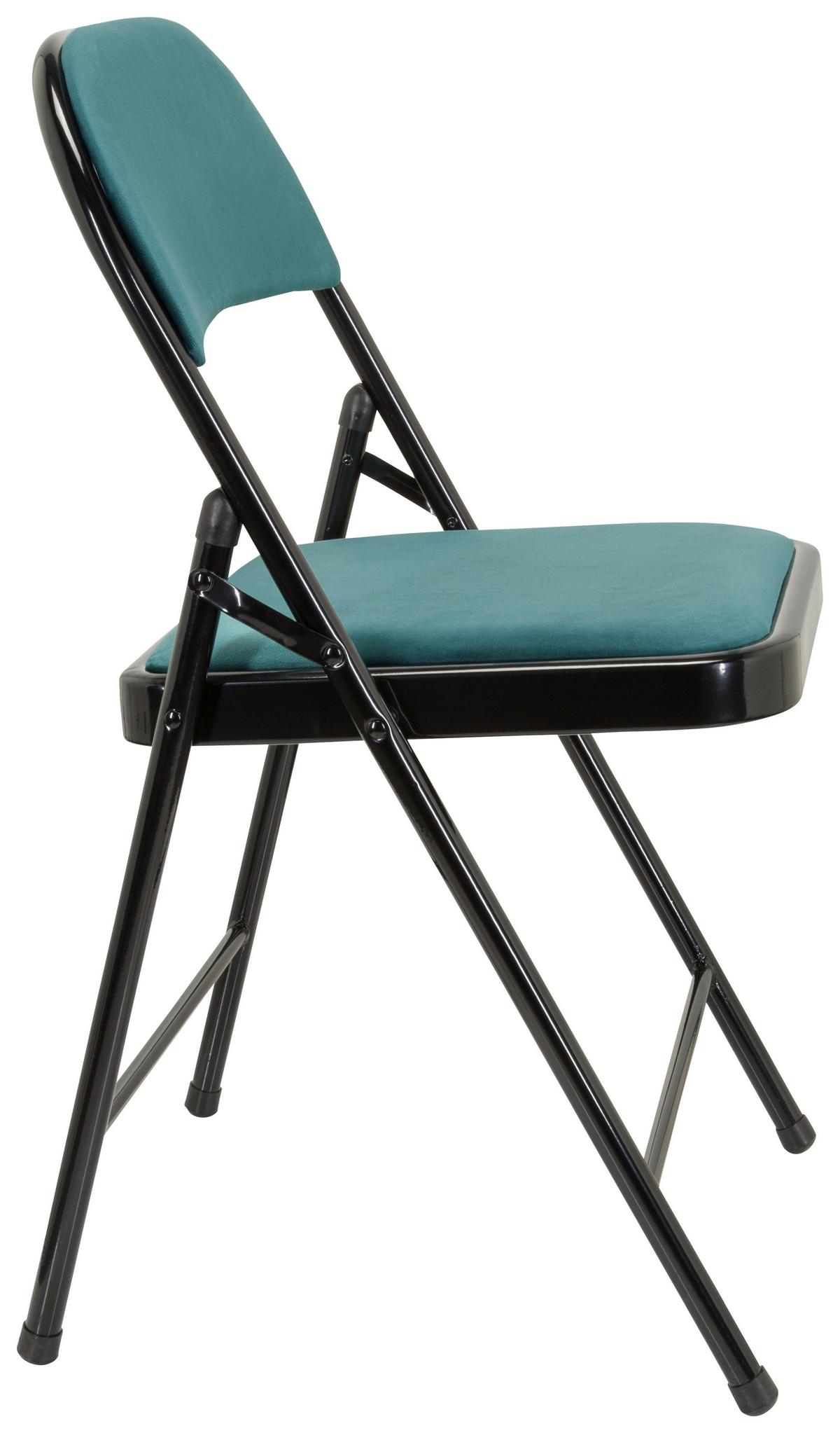 Klappstuhl Tudela I Schwarz/Türkis Samt - Türkis/Schwarz, Basics, Textil/Metall (44/80/49cm) - MID.YOU