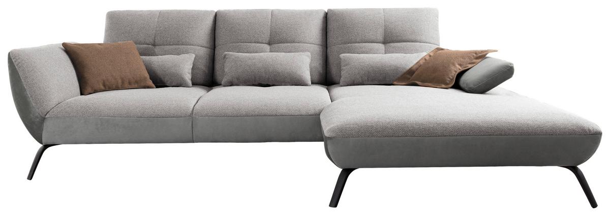 Wohnlandschaft Dover Xc - Silberfarben/Hellgrau, MODERN, Holzwerkstoff/Textil (301/191cm)
