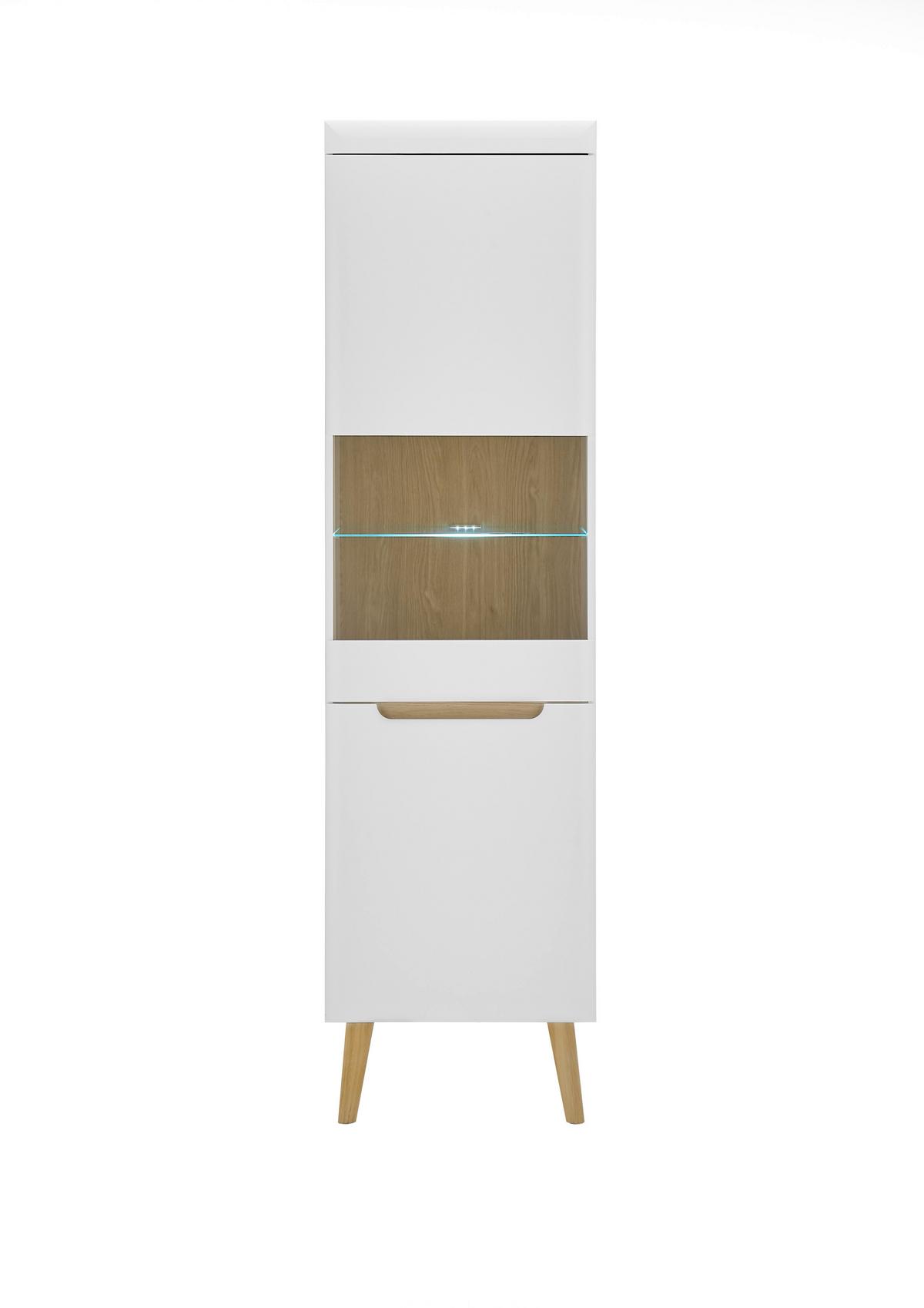 Vitrine Svante Torge Weiß/Eichefarben B: 50 cm - Eichefarben/Weiß, Design, Holzwerkstoff (50/197/40cm) - MID.YOU