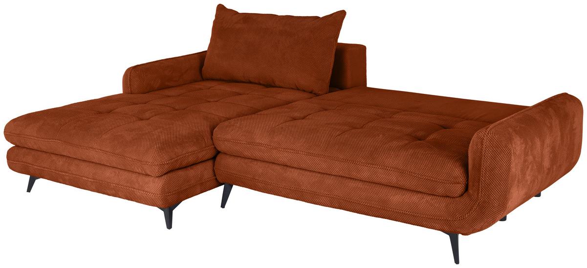 Ecksofa Wave - Schwarz/Orange, MODERN, Textil (189/266cm)
