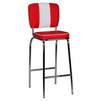 Barová židle AMERICAN DINER červenobílá - bílá/barvy stříbra, Moderní, kov/plast (40/110/38cm) - MID.YOU
