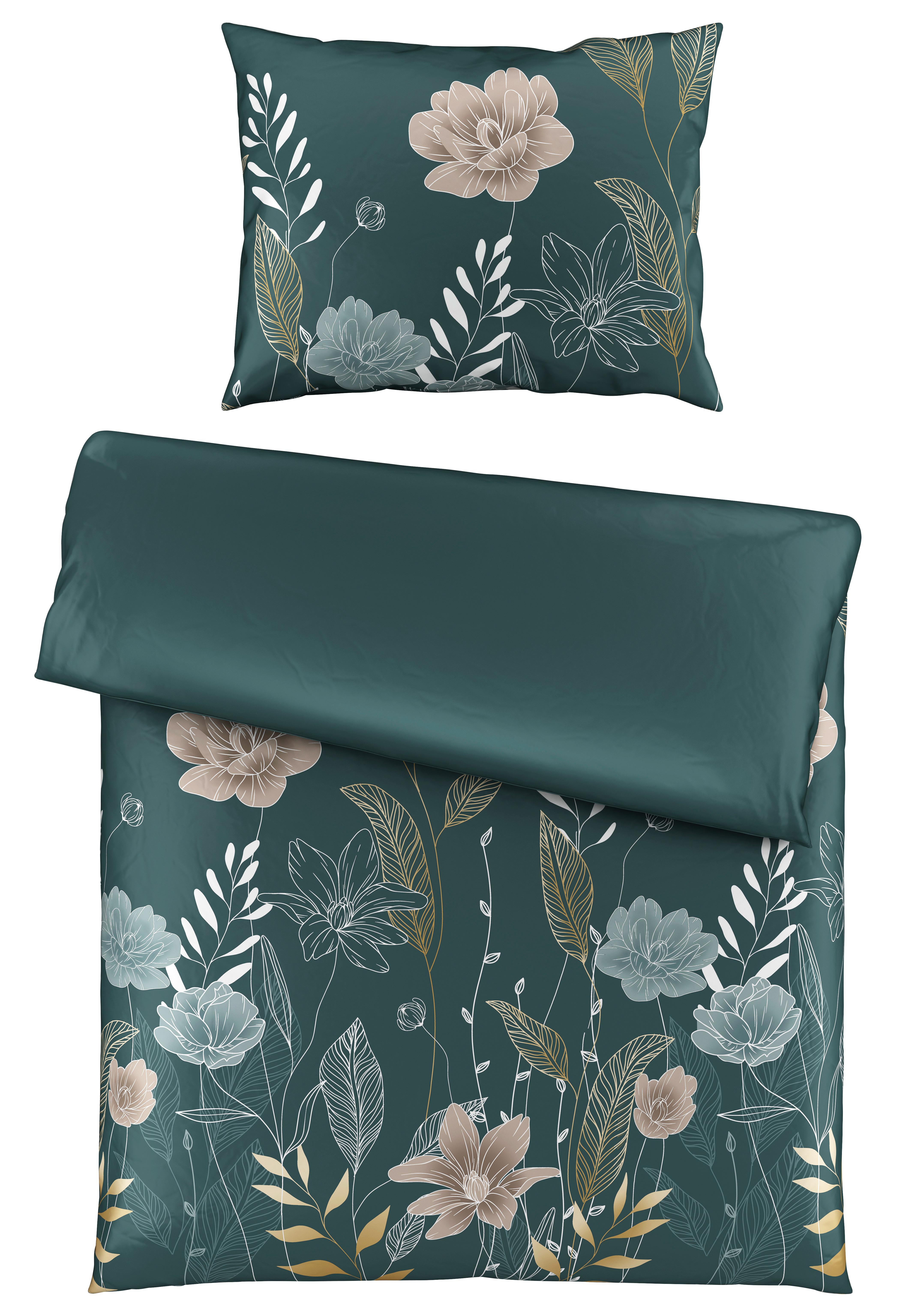 Povlečení Nala, 70/90 140/200cm, zelená - zelená, Romantický / Rustikální, textil (140/200cm) - Mömax