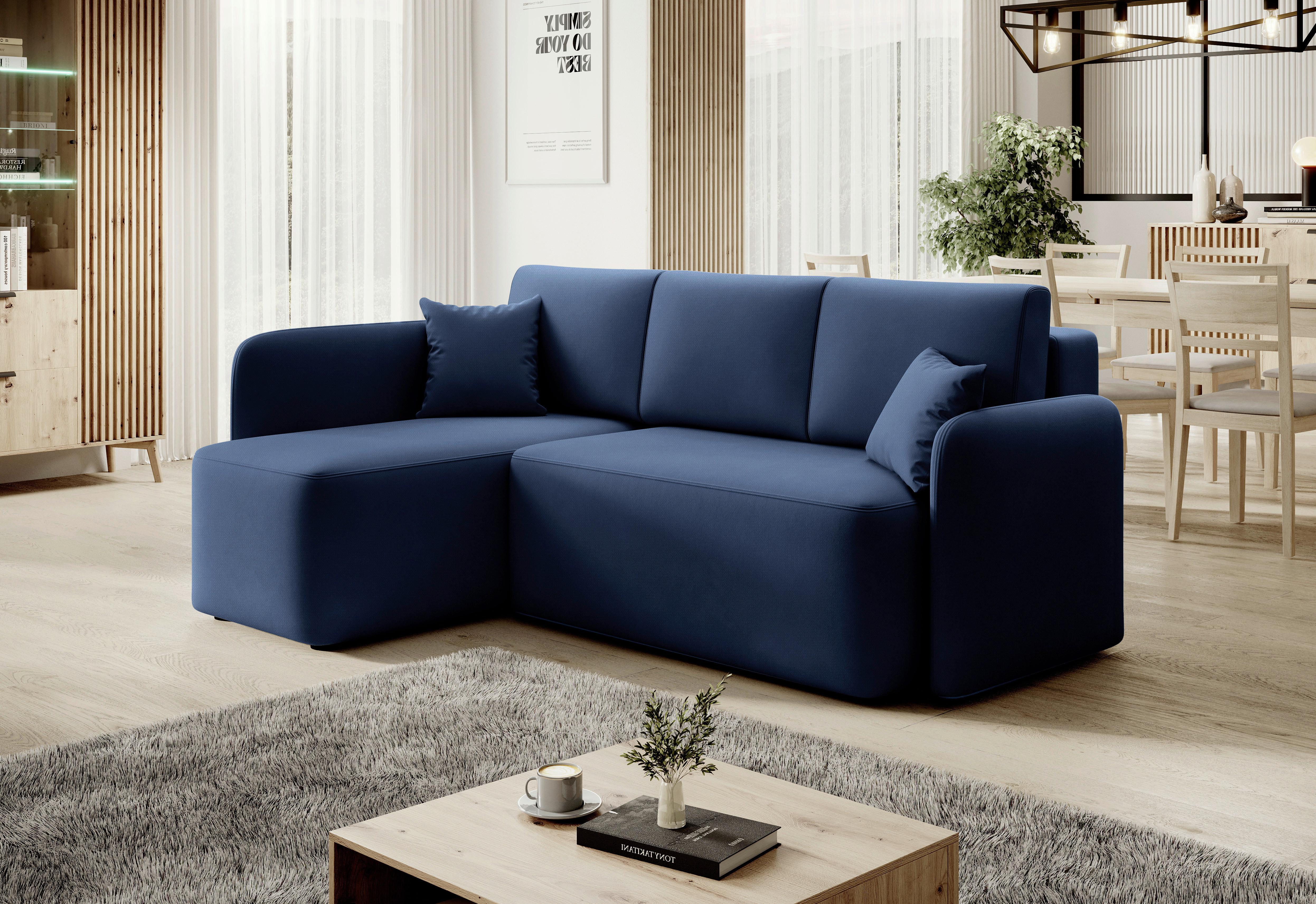Ecksofa Hadson Blau S: 150x206 Cm - Blau/Schwarz, Design, Textil (150/206cm) - MID.YOU