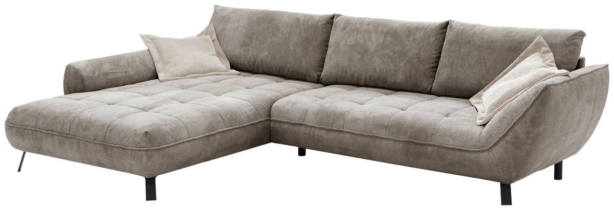 Ecksofa Biarritz, Hellbraun Schenkel: 205x324 Cm - Hellbraun/Beige, Design, Textil (205/324cm) - Livetastic