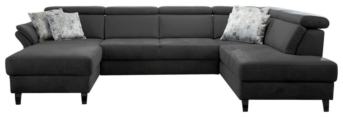 Wohnlandschaft Arngast rechts grau/Schwarz, 165x317x193 cm - Schwarz/Grau, KONVENTIONELL, Textil (165/317/193cm) - Sit & More