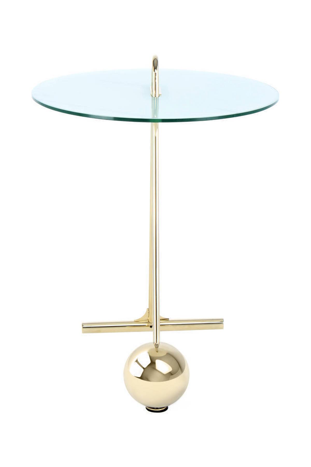Beistelltisch Pendulum Weiß/Goldfarben - Goldfarben/Weiß, Basics, Glas/Metall (46/60cm) - Kayoom