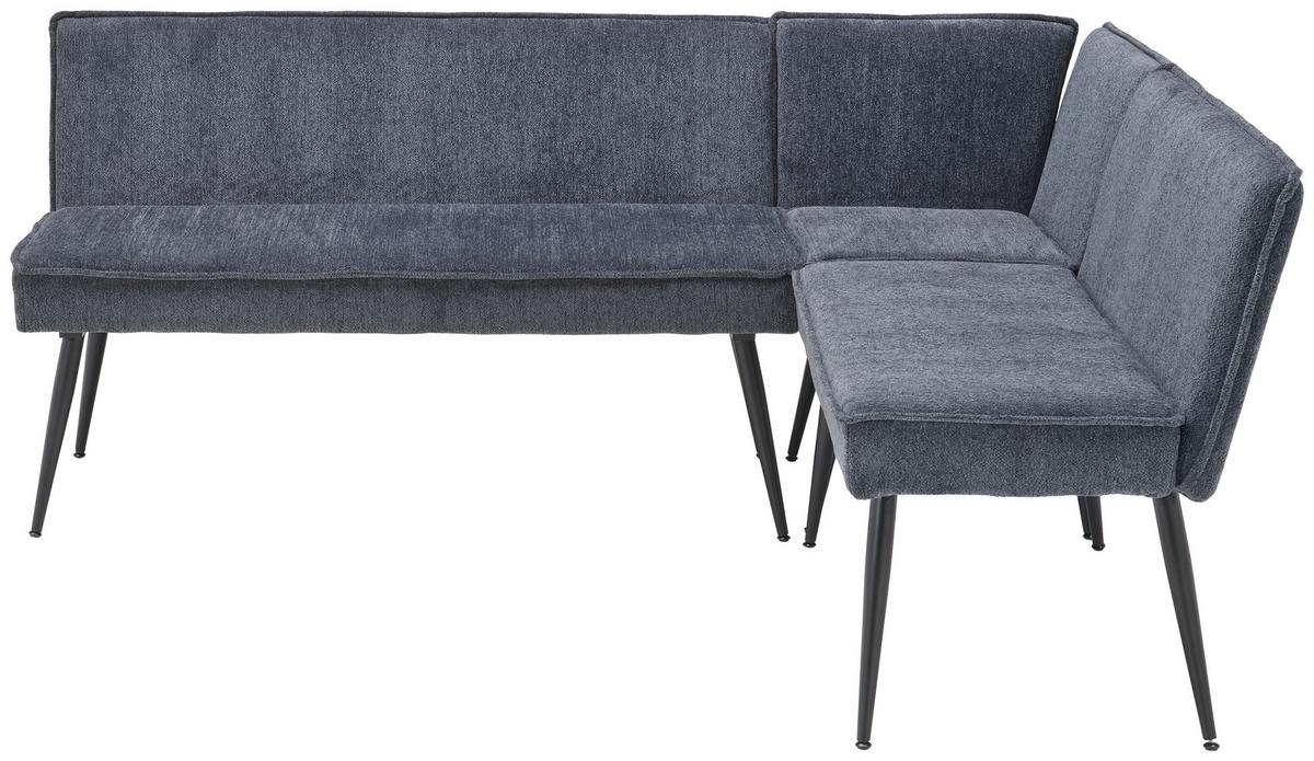 Eckbank Grau Leinenoptik Polyester Aleks 195x157 cm - Schwarz/Grau, LIFESTYLE, Textil/Metall (195/157cm) - MID.YOU