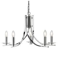 Kronleuchter 4165-5cc Ascona - Chromfarben, KONVENTIONELL, Glas/Metall (62/90cm)