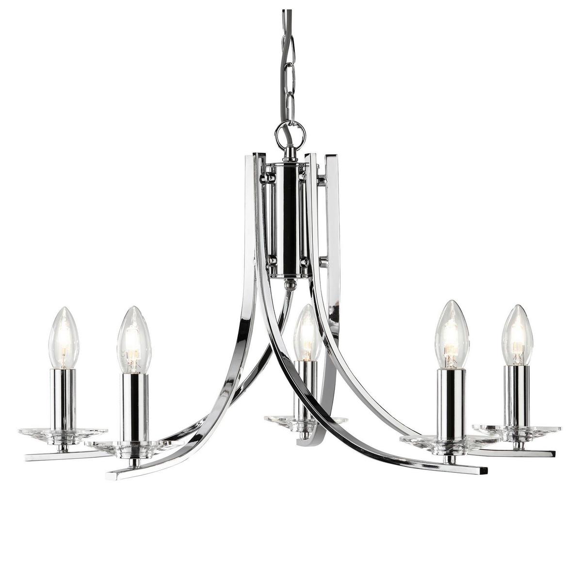 Kronleuchter 4165-5cc Ascona - Chromfarben, KONVENTIONELL, Glas/Metall (62/90cm)