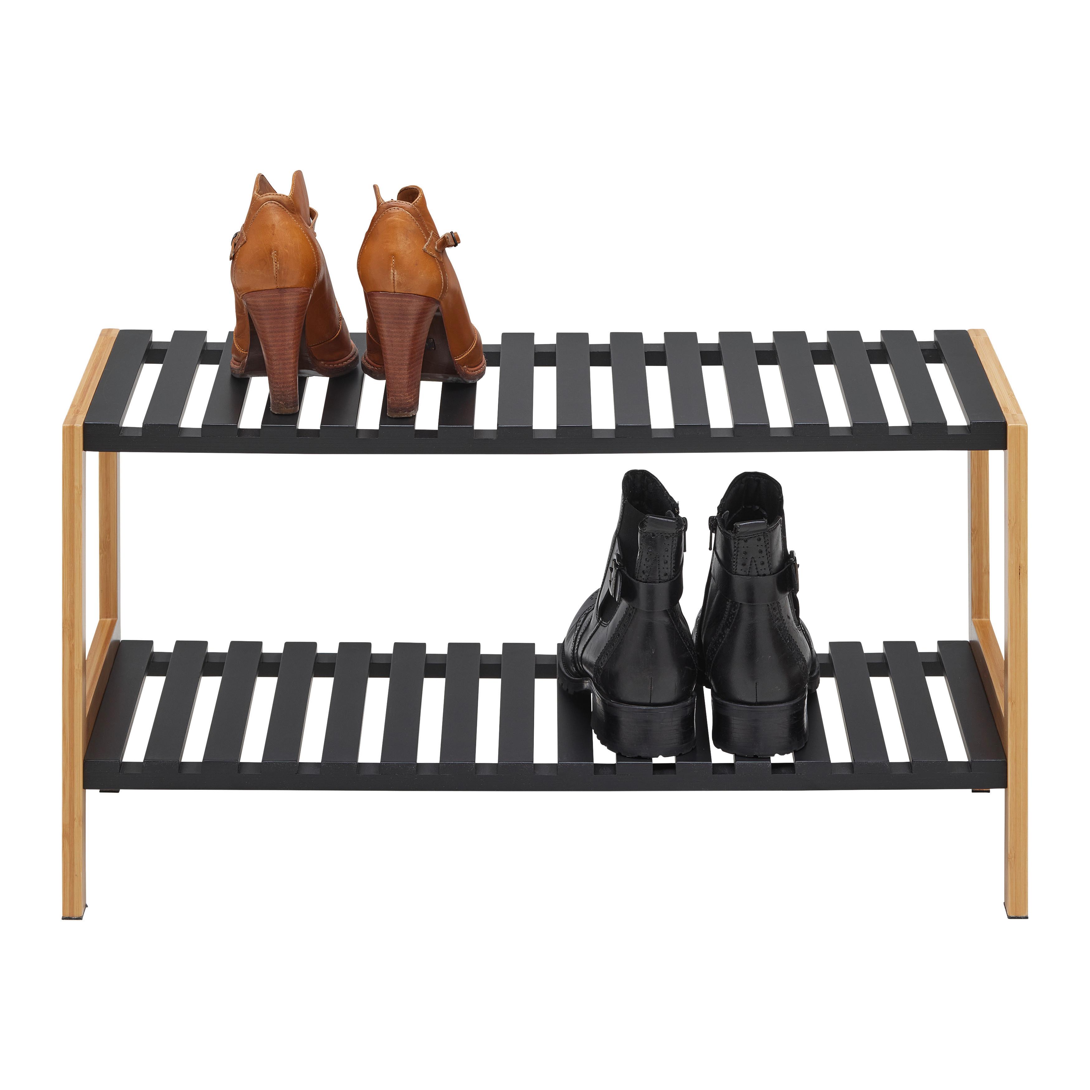 REGÁL NA BOTY ELSA - černá/přírodní barvy, Moderní, kompozitní dřevo/přírodní materiály (70/36/30cm) - Mömax
