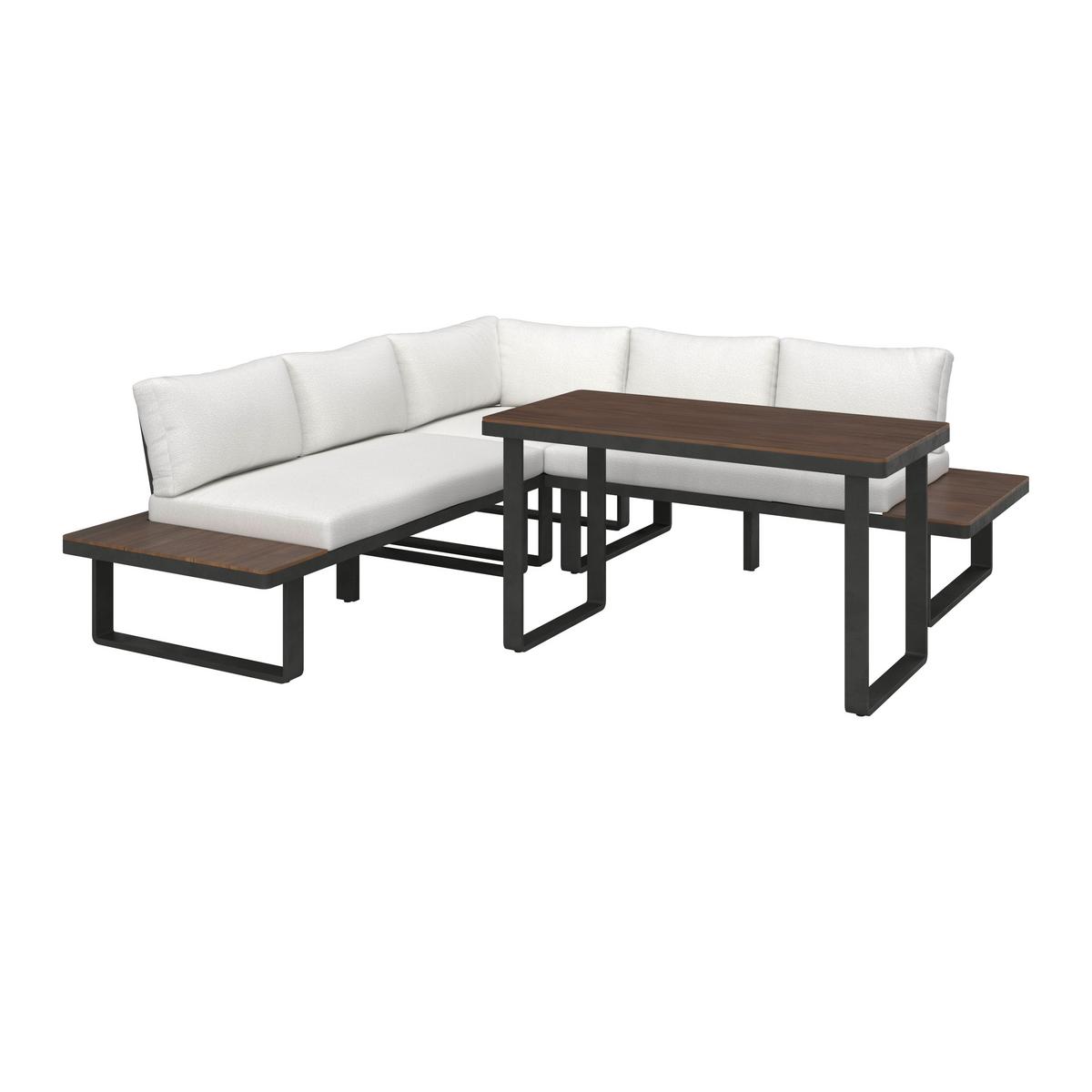 JEDÁLENSKÁ TERASOVÁ SÚPRAVA GIANNA - čierna/krémová, Modern, kov/drevo (221/71/76cm) - Bessagi Garden