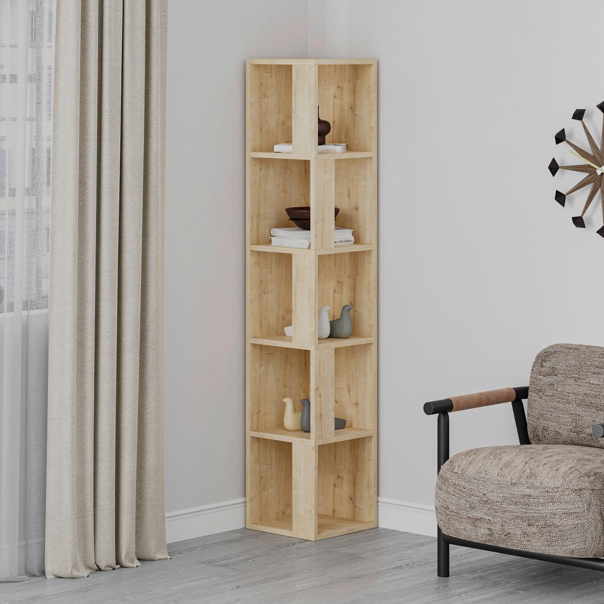 Eckregal Piano Eckregal - Eichefarben, Design, Holzwerkstoff (32/159/32cm) - Livetastic