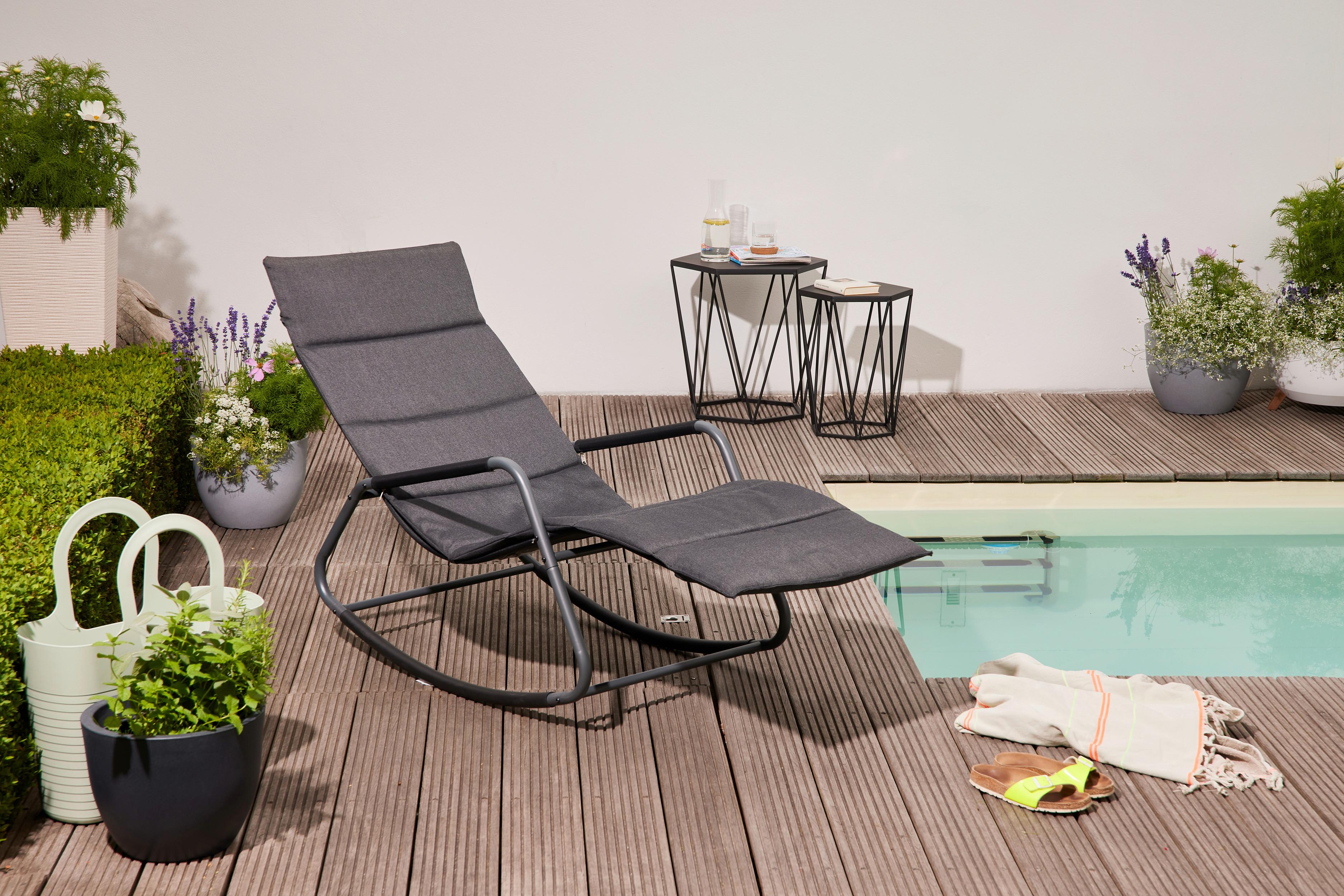 Schaukelliege Metall/Kunststoff/Textil - Schwarz, KONVENTIONELL, Kunststoff/Textil (57/81/143cm) - Siena Garden