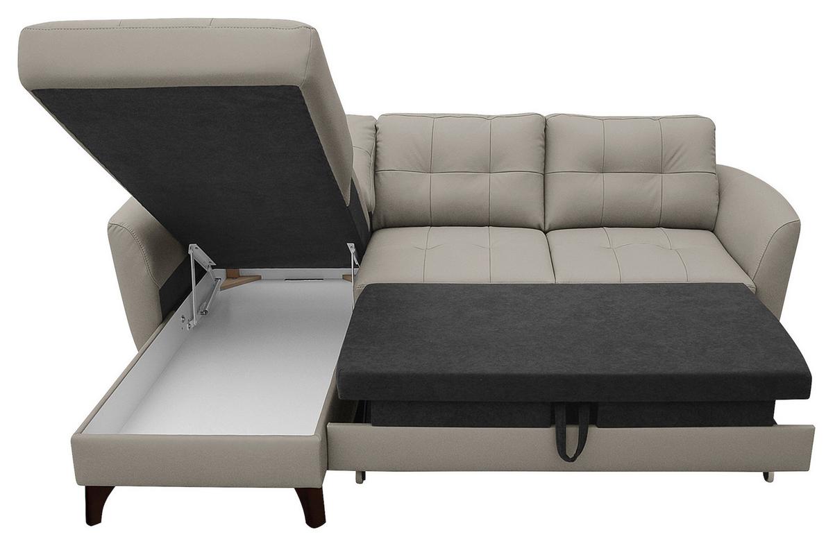 Ecksofa Nordic Plantinfarben S: 168x238 cm - Platinfarben/Buchefarben, Design, Leder/Textil (168/238cm) - Livetastic