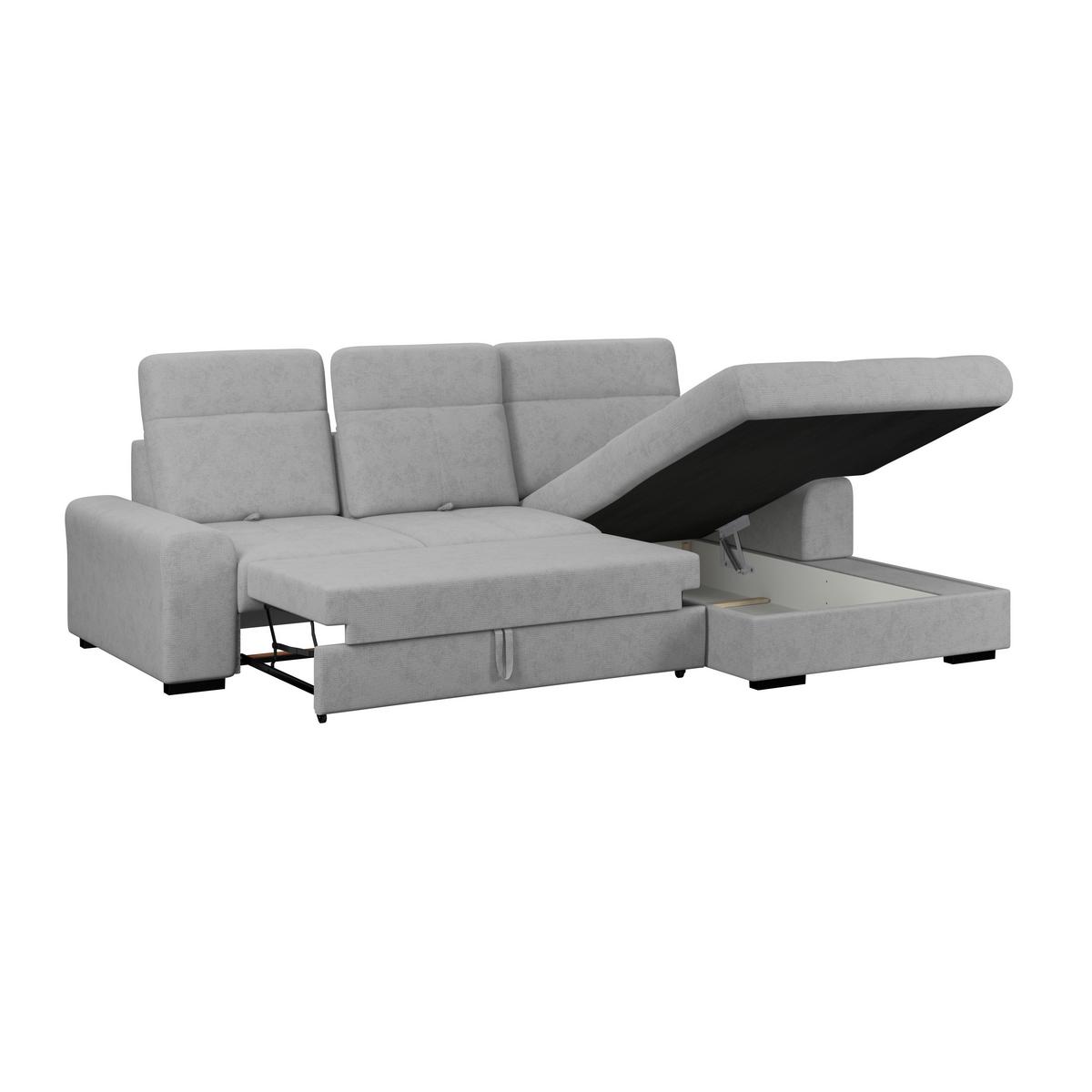 Ecksofa mit Bettfunktion Malaga New Chenille Grau - Schwarz/Grau, KONVENTIONELL, Textil (286/203cm) - Ondega