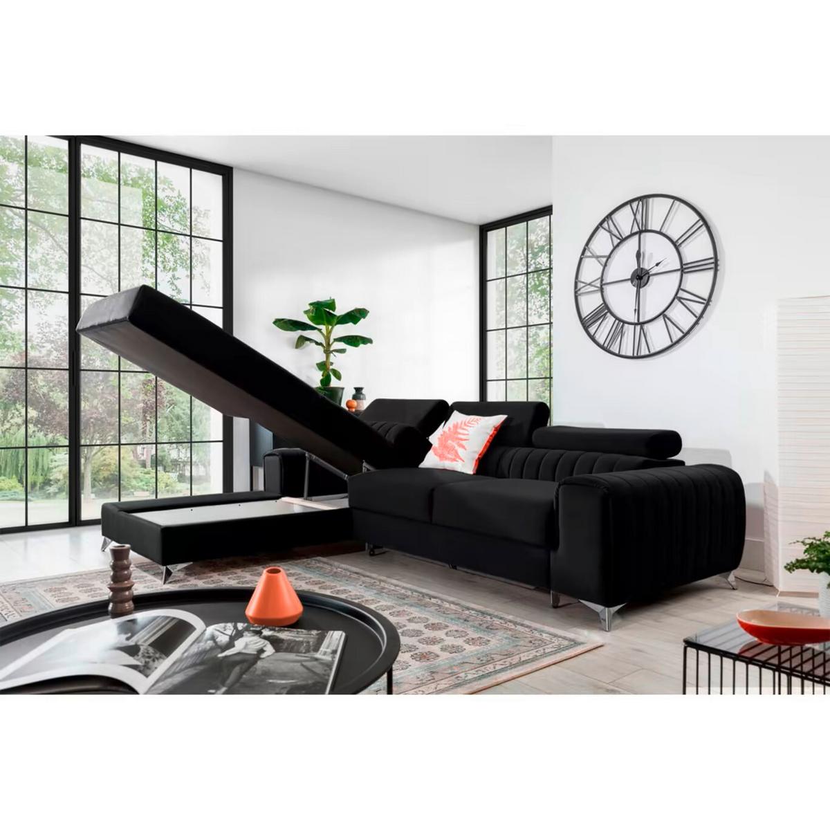 Ecksofa Grayson Schwarz S: 205x278 Cm - Silberfarben/Schwarz, Design, Textil (205/278cm) - MID.YOU