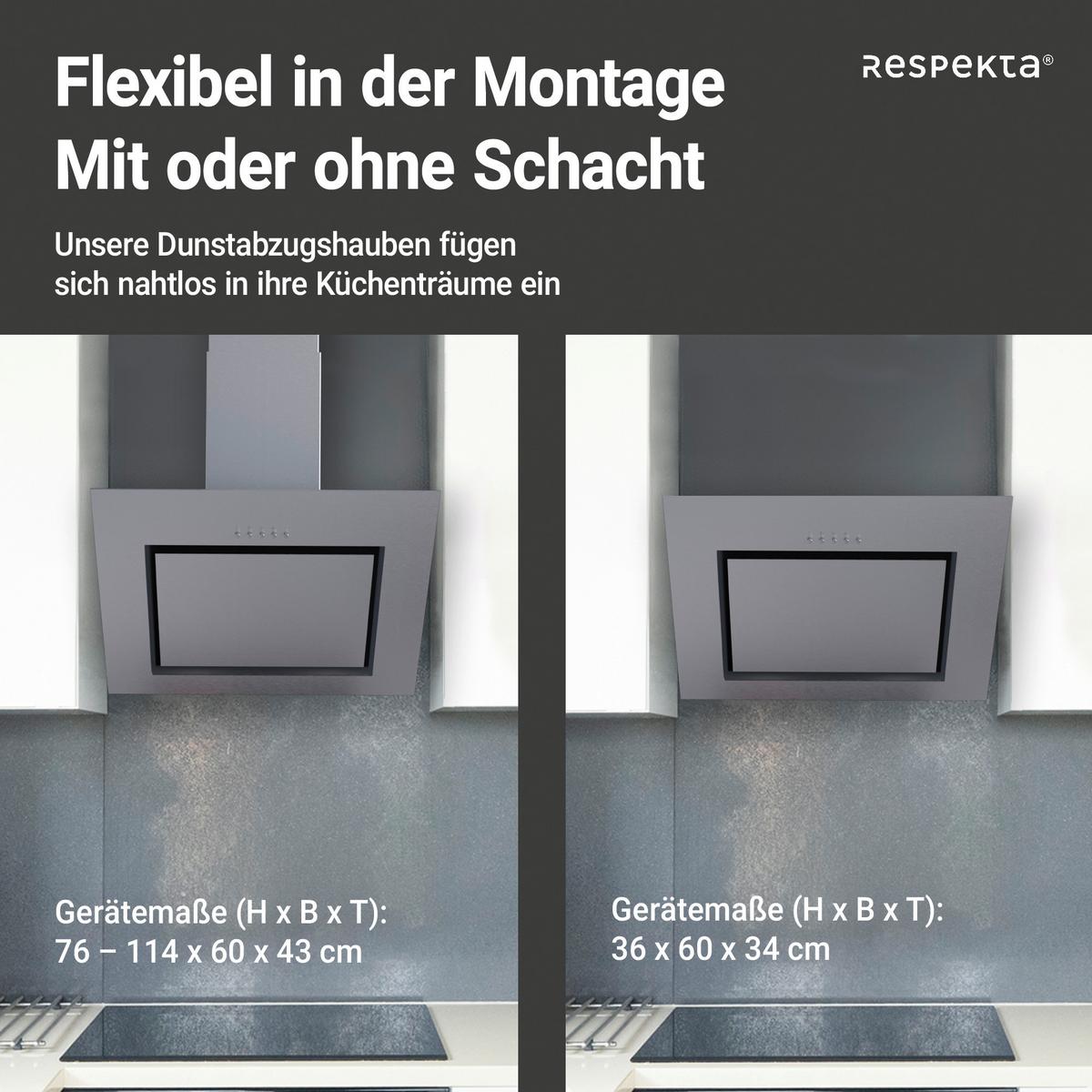 Dunstabzugshaube Numa Edelstahlfarben B: 60 Cm, Led - Edelstahlfarben, Trend, Metall (60/76-114/43cm) - Respekta