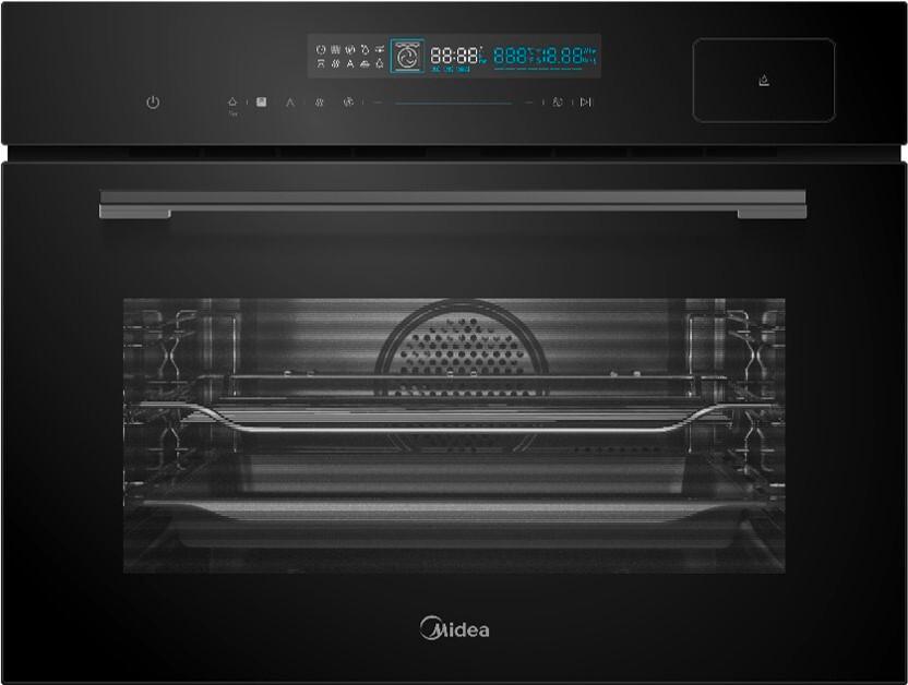 Dampfbackofen Stofek45tbl - Schwarz, MODERN, Glas/Metall (59.5/45.4/56.5cm) - Midea