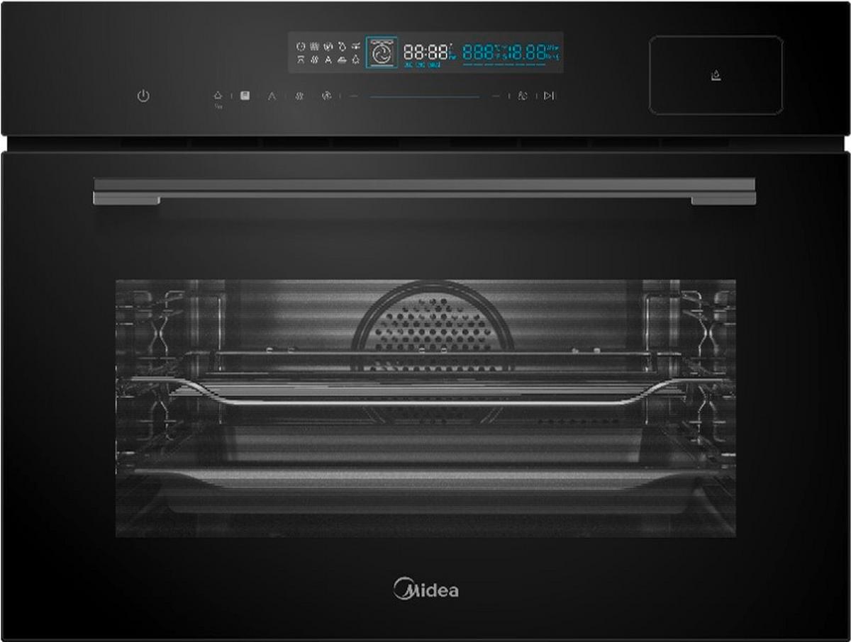Dampfbackofen Stofek45tbl - Schwarz, MODERN, Glas/Metall (59.5/45.4/56.5cm) - Midea