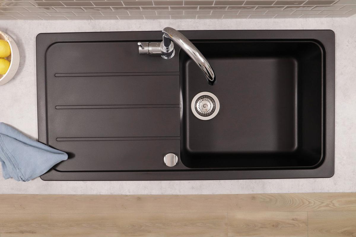 Spüle Austin Schwarz B: 100 cm - Schwarz, Design, Stein (100/20/50cm) - Respekta