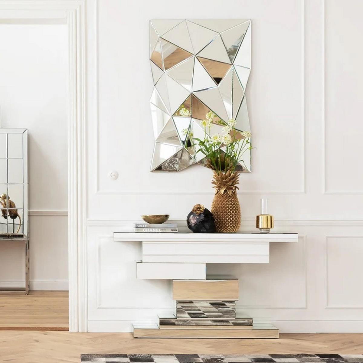 Konsolentisch Brick Mirror, Spiegelglas, B: 140 cm - Trend, Glas/Holzwerkstoff (140/80/30cm) - Kare-Design