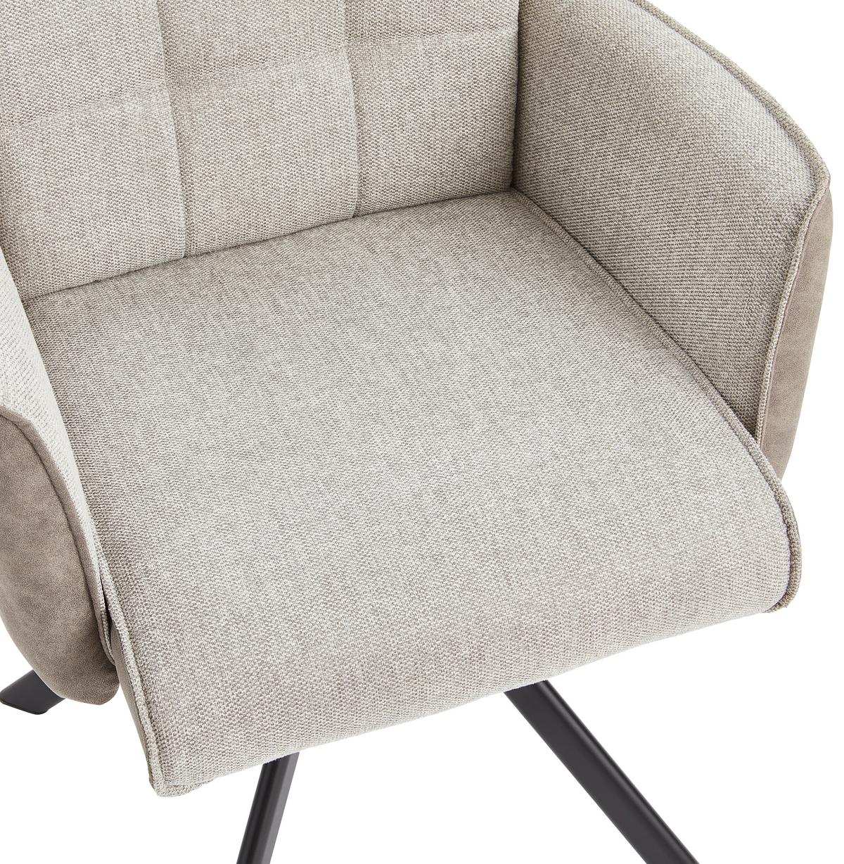 Armlehnstuhl Frida Grau drehbare Sitzfläche - Schwarz/Grau, MODERN, Holz/Textil (61/91/64cm) - Livetastic