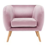Relaxační křeslo BRUNO, růžový samet - růžová/barvy dubu, Moderní, dřevo/textil (79/69/75cm) - Modern Living