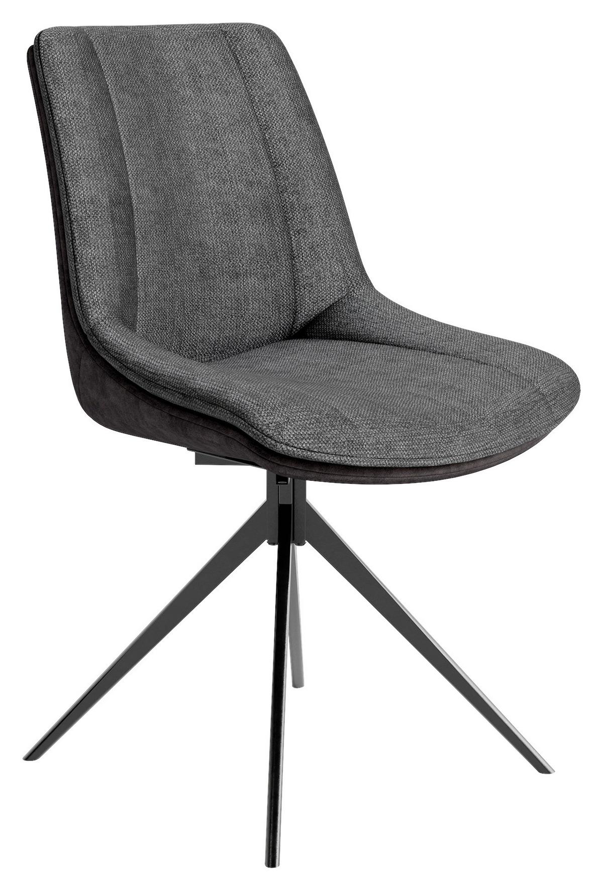 Stuhl-set Phoenix - Dunkelgrau/Schwarz, MODERN, Textil/Metall (50/88/62cm) - MID.YOU