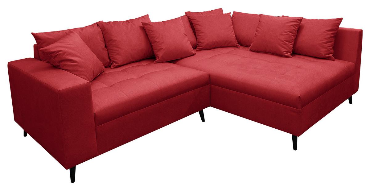 Ecksofa Pruno, Rot S: 247x174 Cm - Rot/Schwarz, Design, Textil (247/174cm) - MID.YOU