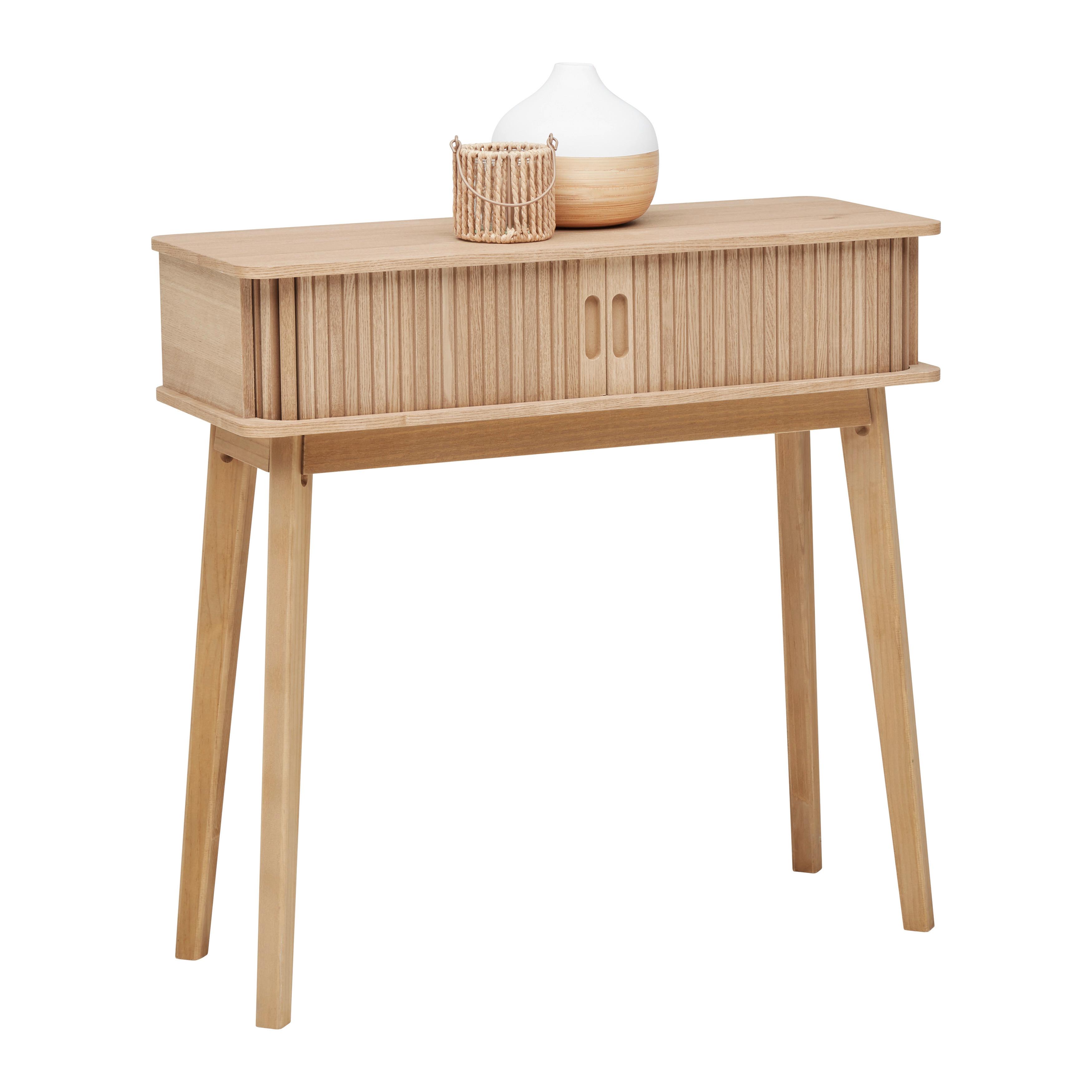 Konzolový stolík SKANDY dyha/MDF - prírodná farba, Modern, drevo/kompozitné drevo (80/78/30cm) - Premium Living