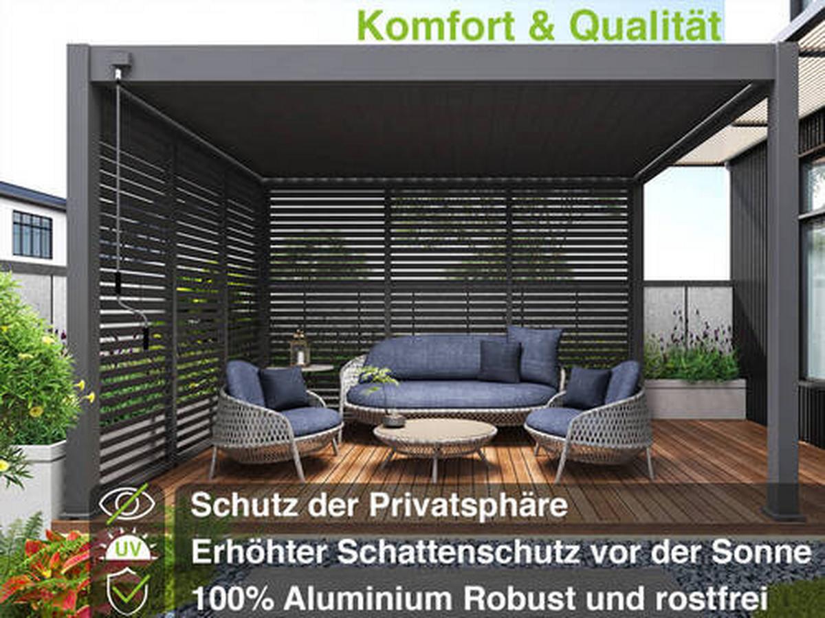 Pavillon-Seitenteil 113x235cm wetterfest - Anthrazit, Basics, Metall (113/235/10cm) - Gardenson
