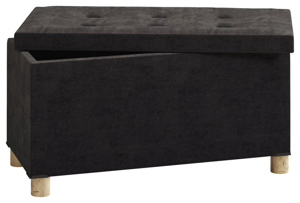 Truhlová lavice SIZOS l antracitová - antracitová/hnědá, Moderní, kompozitní dřevo/textil (76/40/38cm) - MID.YOU