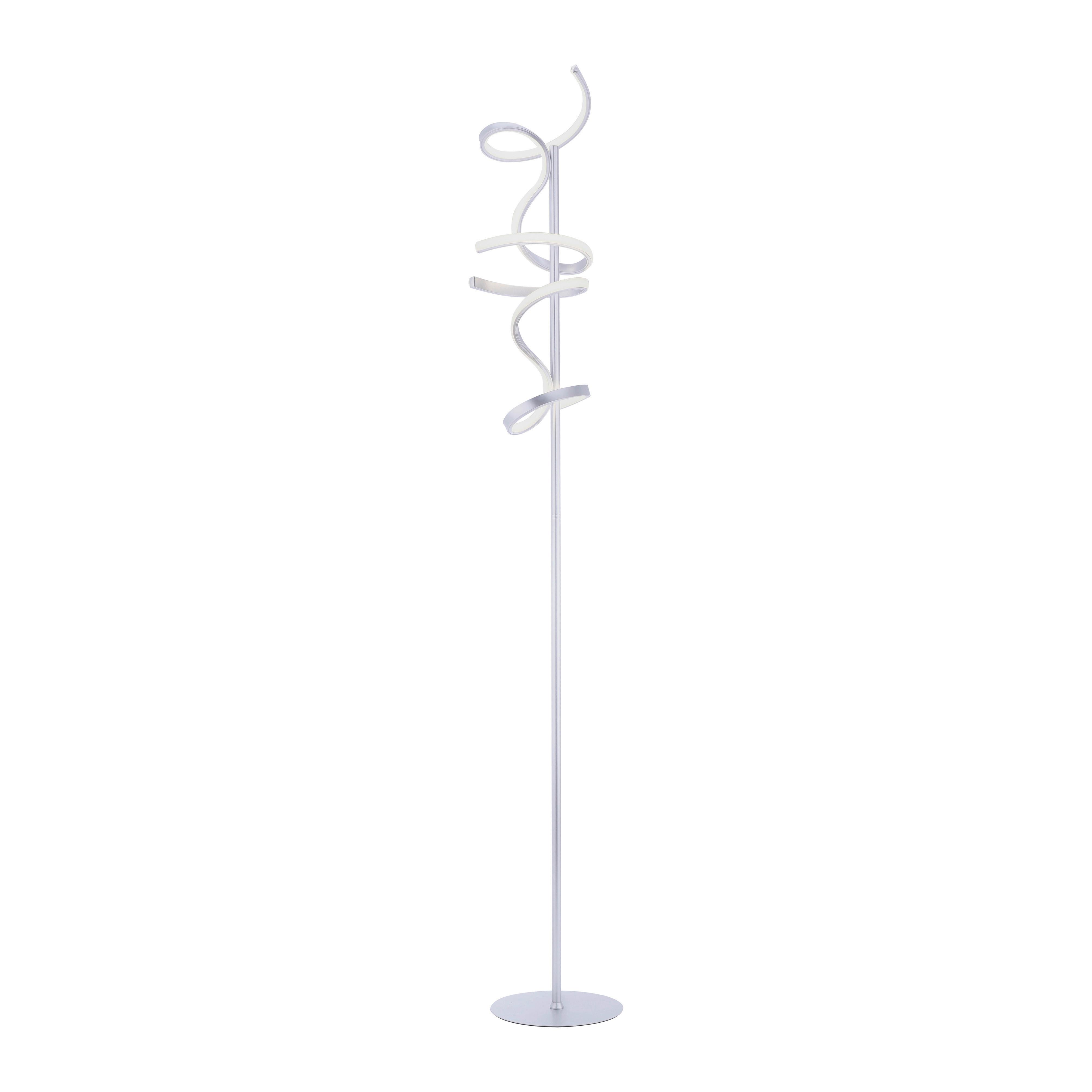 LED-Stehlampe dimmbar Silberfarben Spiralförmig - Silberfarben, Design, Metall (22/22/156cm)