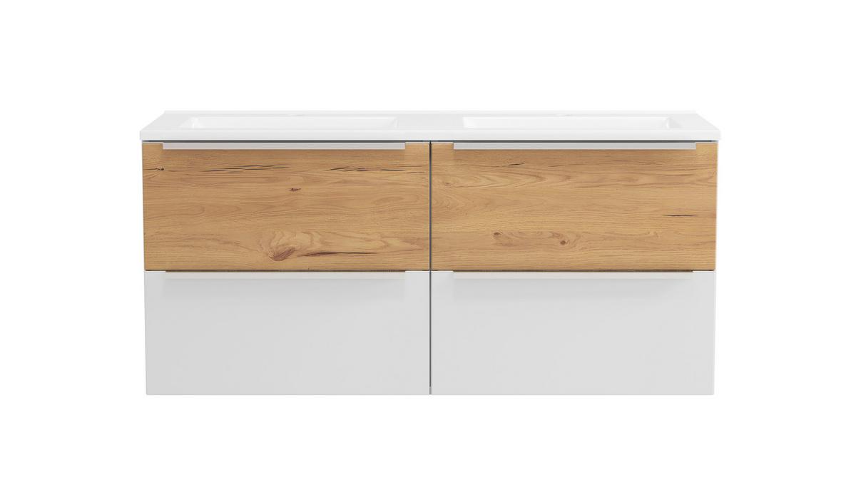 WASCHTISCHKOMBI Verona Weiß/Wildeiche B: 120cm - Wildeiche/Weiß, Trend, Holzwerkstoff/Stein (120/54/47cm) - Held