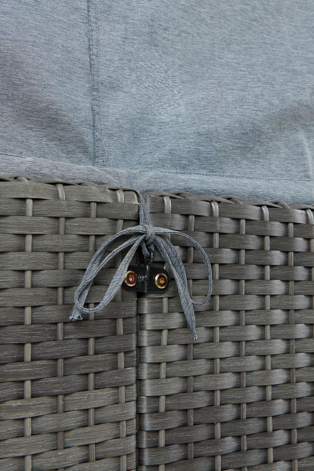 Loungegarnitur 5-Tlg. Almeria, Polyrattan/Textil mit Kissen - Grau, MODERN, Glas/Kunststoff