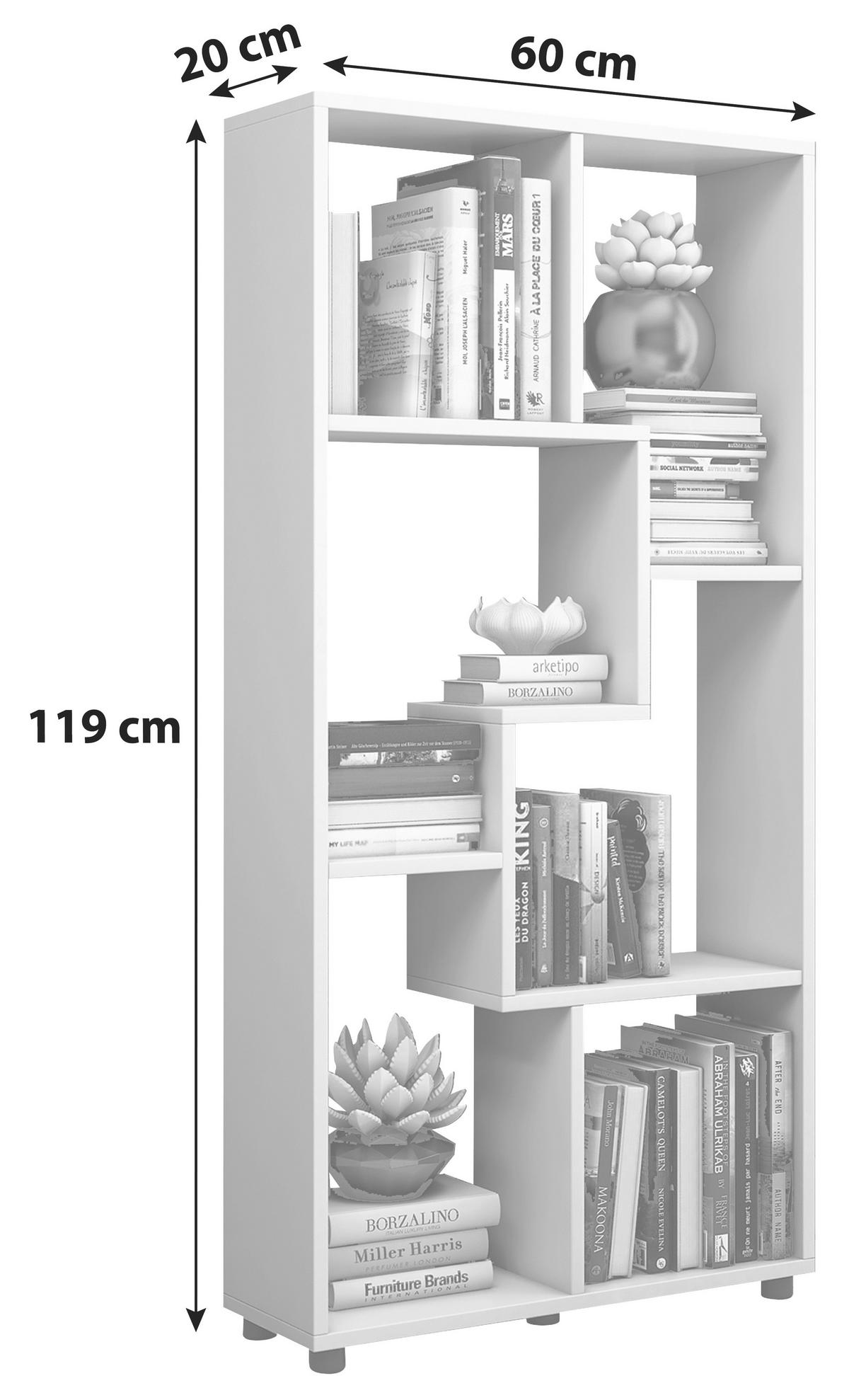 Regál Blina bílý - bílá/černá, Basics, kompozitní dřevo/plast (60/119/20cm) - MID.YOU