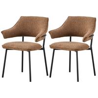 Armlehnstuhl Lina Webstoff Braun 2-er Set - Schwarz/Braun, MODERN, Textil/Metall (62/84/62cm) - MID.YOU