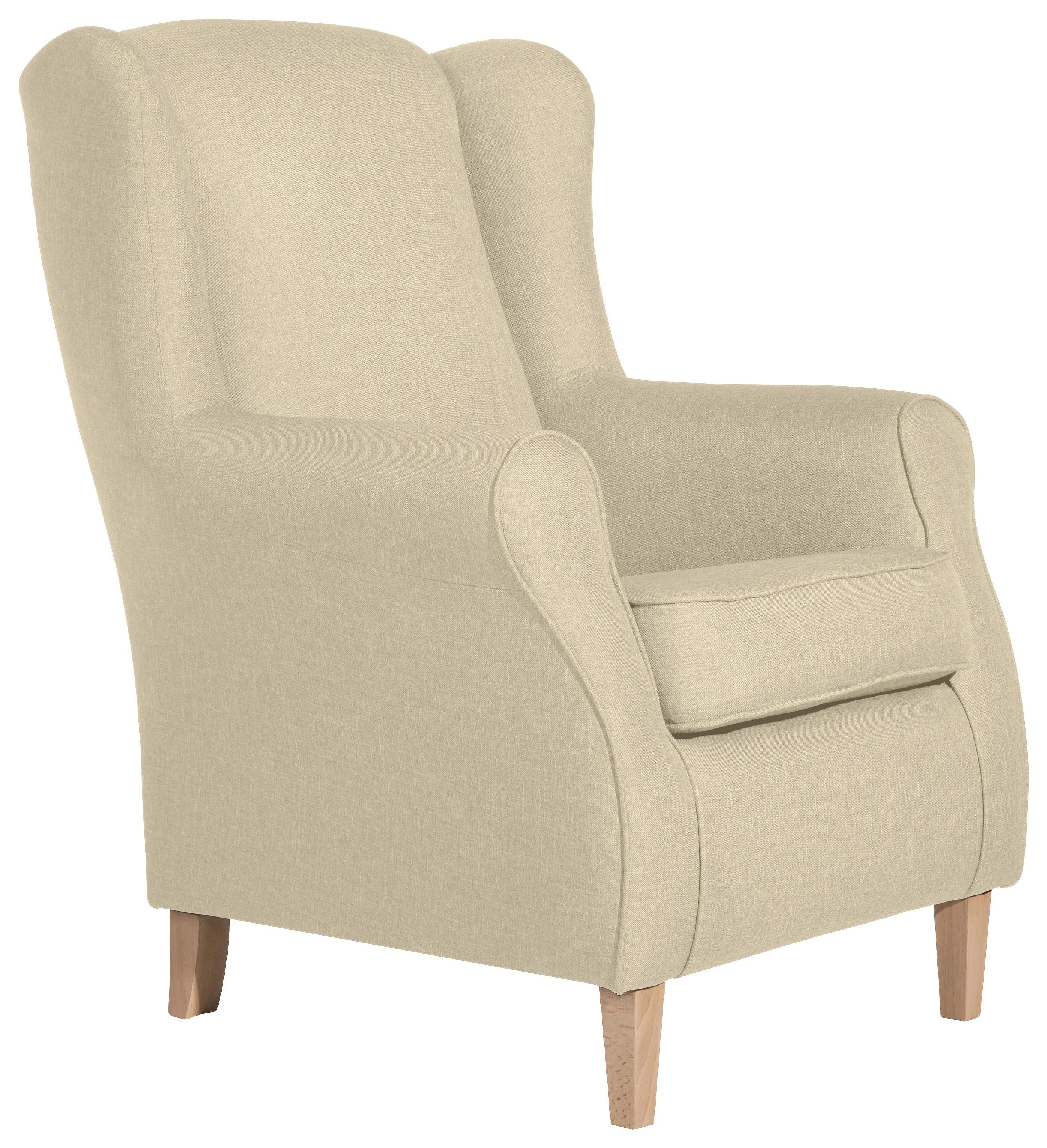 Ohrensessel Mit Armlehnen Lorris Beige - Beige/Buchefarben, MODERN, Textil (77/103/86cm) - Max Winzer