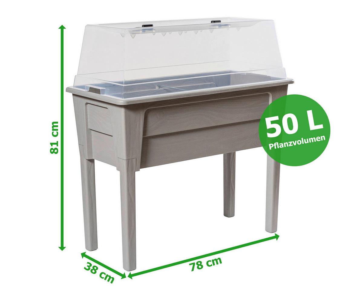 Hochbeet Kunststoff Victoria 78x81x38 cm Hellgrau - Hellgrau, Basics, Kunststoff (78/81/38cm)