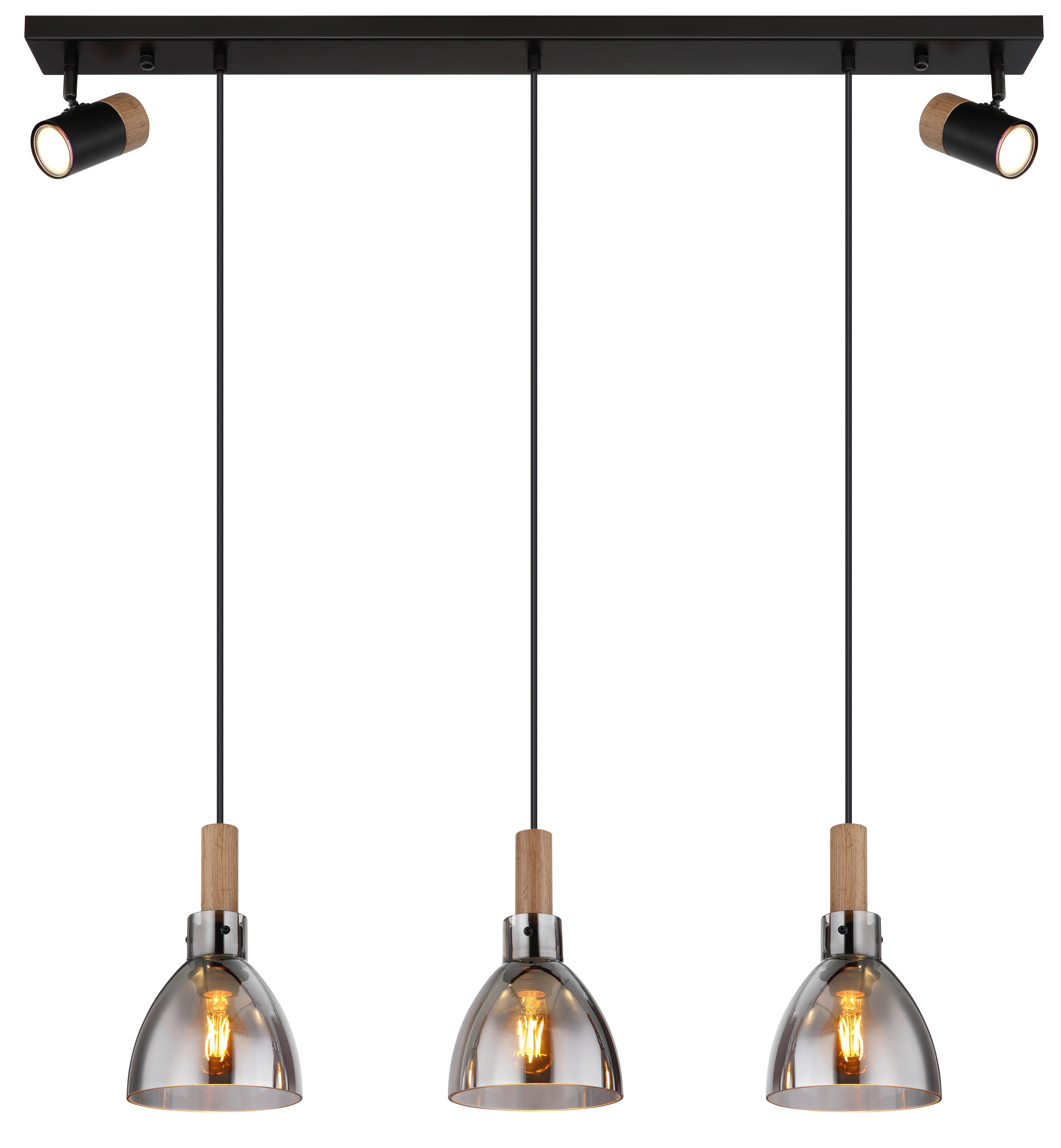 Hängeleuchte 15550-3h - Schwarz, Design, Glas/Holzwerkstoff (97/16/120cm) - Globo