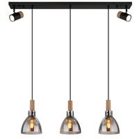 Hängeleuchte 15550-3h - Schwarz, Design, Glas/Holzwerkstoff (97/16/120cm) - Globo